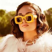 Cuadrado retro para mujer, gafas de sol con montura iada 400, Color caramelo, rojo, amarillo, patas anchas - details 0