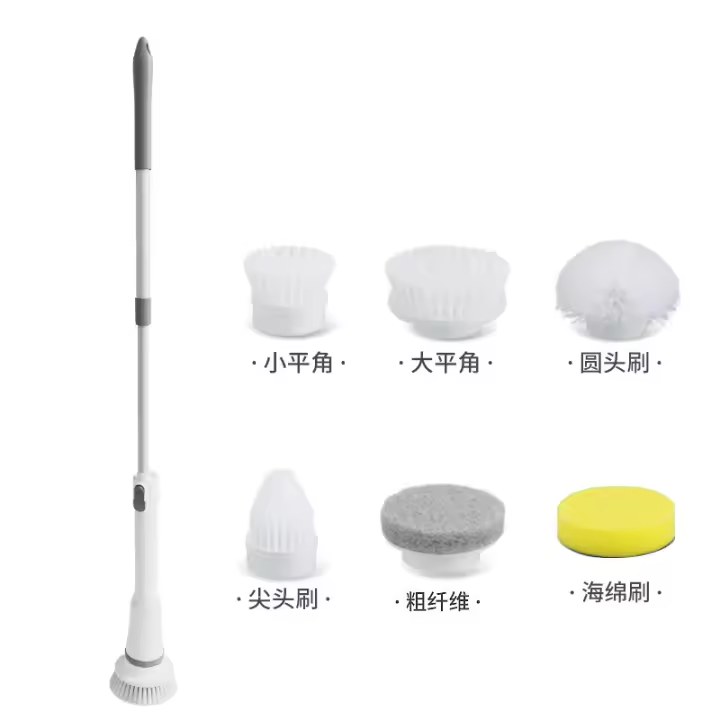Cepillo de limpieza doméstico motorizado sin cable mango largo cepillo de limpieza telescópico sin dobleces fregona giratoria automática - 1