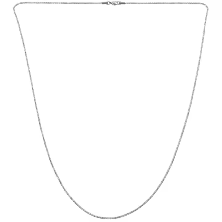 Collar de cadena de armadura de acero inoxidable para mujer, joyería plateada, 2 mm de ancho, 80 cm de largo - 1