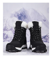Botas de nieve cálidas para mujer, zapatos de media caña para clima frío, zapatos de felpa para exteriores, zapatillas antideslizantes de invierno - details 15