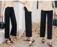 Pantalones anchos hasta el tobillo para mujer Pantalón informal de cintura elástica sólido, pantalones sueltos de seda de hielo, primavera y verano - details 10
