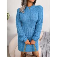 Vestidos de ganchillo para mujer, sexys, atrevidos, ajustados, cortos, de punto, cuello redondo, trenzados, Twist X, otoño e invierno - details 14
