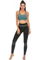 Tops cortos cruzados para mujer, camisa deportiva de manga corta para Yoga, color azul - details 1