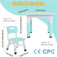 Juego de Mesa y 2 sillas para niños, Altura Ajustable, Juego de Mesa y Silla para niños de 3 a 8 años, fácil de Limpiar, Aprobado por CPC y CE (Juego de 3 Piezas), Color Azul - details 25