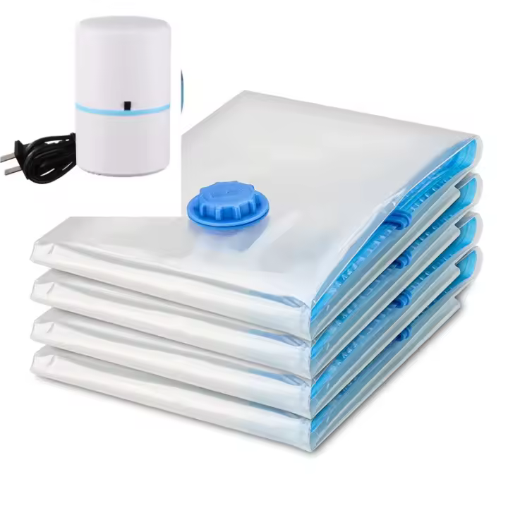 Bolsas de Compresión Reutilizables Juego de 8 Piezas Bolsa de Almacenamiento Transparente para Bomba de Vacío - 1