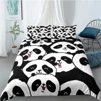 Juego de ropa de cama con dibujos de Panda para niños, funda nórdica creativa con funda de almohada para adolescentes, tamaño King - details 7