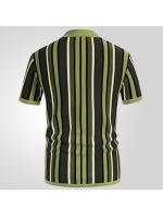 Verano de los hombres cárdigan de punto camiseta de manga corta solapa rayas casual polo camisa de los hombres. - details 8