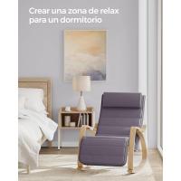 Mueble Ottoman de Madera de Abedul Mueble de Descanso Ajustable con 5 Posiciones, Carga Máxima de 150kg, Para Dormitorio, Salón Gris Claro y Natural - details 3