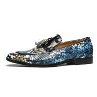Zapatos casuales puntiagudos con patrón formal estilo caminar para hombres de cuero coreano - details 13