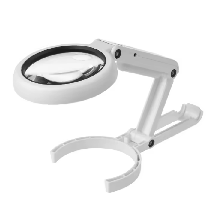 Escritorio de mano con luz L y soporte, lupa iluminada alimentada por USB para reparación de relojes, 5X/10X - 1