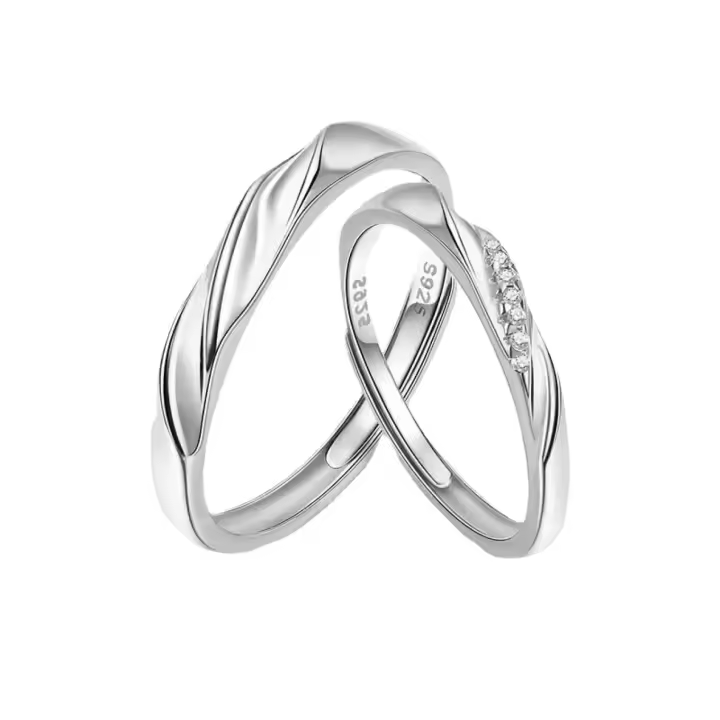 Anillo de Pareja de 34 tipos, simple y Moderno, par de circonitas de Corona para hombres y Mujeres, anillo de Diamantes de simulación de Boda Abierto - 1