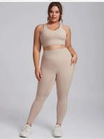 Sujetador deportivo curvo de yoga grande para mujer, body de gimnasio, trío súper elástico, conjunto de ropa deportiva, Oufit, 3XL - details 9