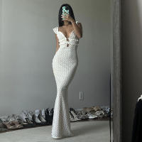 BUNO-Vestido de dos pisos de gato extraño para mujer, vestido con volantes huecos, tirantes sin espalda, encaje liso escalonado, elegante, para fiesta, ajustado - details 1