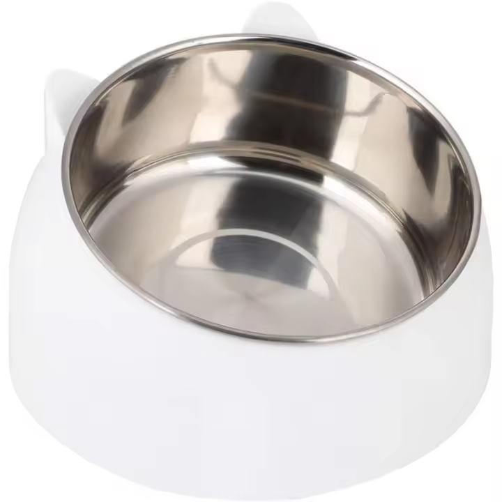 Tazón para mascotas, no tóxico, a prueba de óxido, alimentador de inclinación para mascotas y 15 grados (blanco) - 1