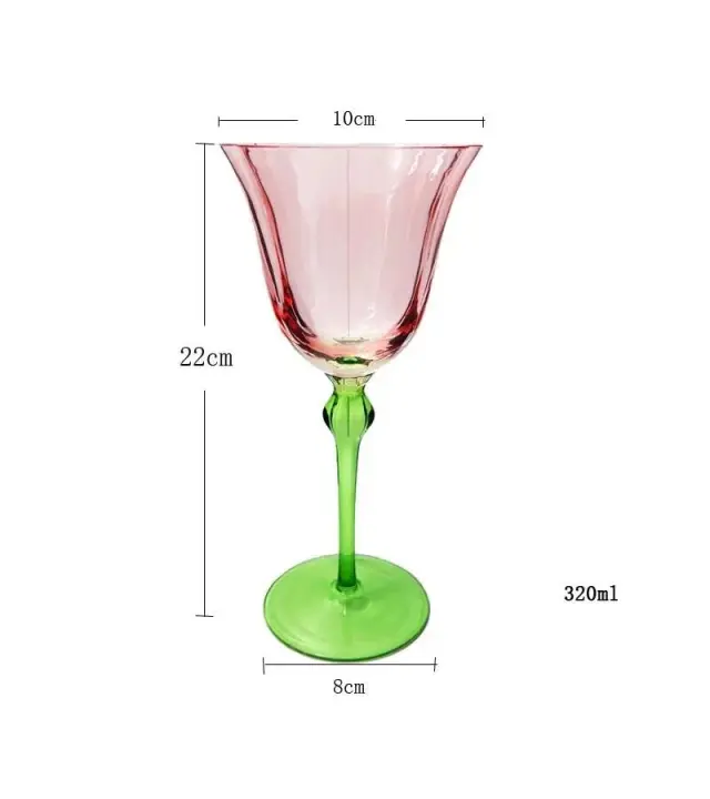 1 pieza Vintage 320ml rosa estilo wer tallo verde copa de vidrio de dos tonos copas de champán y vino - 1