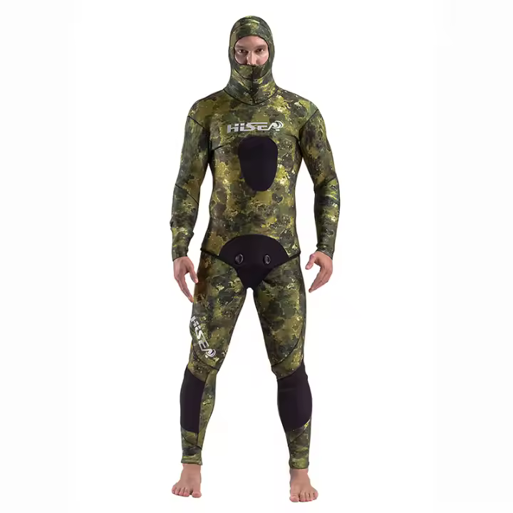 Traje de Pesca HISEA de Neopreno con Capucha y Cremallera 1.5mm para Buceo Libre en Exteriores Camuflaje UV Protección UPF50 Material CR Algodón - 1
