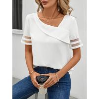 Blusa de Flores Estampadas para Mujer Viste Casual de Verano con Manga Corta, Cuello Asimétrico, Ajuste Suelto - details 4