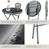 Conjunto Exterior de Jardín de Acero Resistente a la Intemperie 3 Piezas de Mesa y Sillas de Terraza con Patas Secado Rápido, Fácil Transporte - details 16
