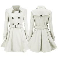 Abrigo de lana con hebilla de cinturón para mujer, abrigo ajustado con borde de volantes, talla europea, otoño e invierno, nuevo - details 17