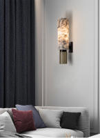 Lámpara de pared de mármol Natural de lujo para decoración del hogar, candelabro de 15,7 "para mesita de noche, sala de estar, dormitorio, pasillo, accesorios de iluminación, E27 - details 0