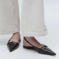 Sandalias de punta estrecha para mujer, zapatos planos de tacón medio, elegantes, sin cordones - details 5