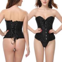 Summarze-vestido gótico elegante, corpiño de satén con encaje, corsé sobre el busto, corpiño - details 7