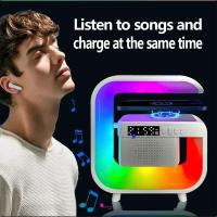 Soporte de cargador inalámbrico, Altavoz Bluetooth, despertador, luz RGB,estación de carga rápida para iPhone, Samsung, Xiaomi - details 4