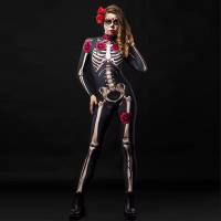 Disfraz de esqueleto aterrador para Halloween, mono de calavera de terror para la familia, trajes de pijama para fiesta de Carnaval - details 11