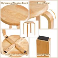 Juego de 4 taburetes redondos de madera, taburetes de bar, silla apilable de madera doblada, antideslizante, sólida, taburetes apilables, cocina, oficina, silla de fiesta, color madera - details 6
