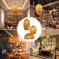 Lámpara colgante de bambú estilo japonés en ratán para comedor y restaurante, luz de techo - details 3