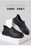 Zapatos casuales de cuero de los hombres de la cabeza redonda de primavera diario de cuero zapatos de los hombres de un pedal antideslizante mocasines de primera capa de cuero de vaca papá zapatos - details 2