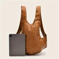 Mochila De Cuero PU con cera de aceite minimalista informal, mochila antirrobo, Mochila De Cuero Crazy Horse - details 4