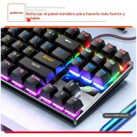 Teclado mecánico metálico 87 teclas 104 teclas eje verde luminoso eje negro accesorios informáticos juego de bloques de color - details 14