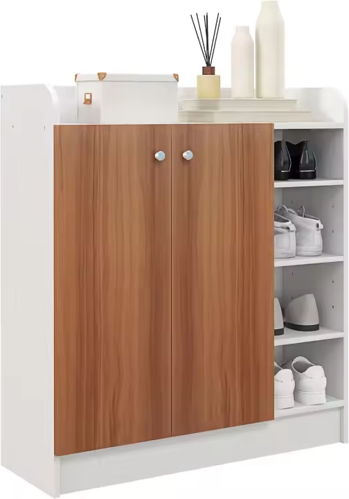 Zapatero Mueble Armario 83x30x90cm 2 Puerta Estanteria Zapatos 4 Baldas Interior y 4 Baldas Exterior - 1