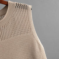 BGTEEVER Spring Summer Elegant Slim Ladies 2 Pieces Knitted Set O-neck Sleeveless Vests & High Waist Split Sweaters Skirts - details 13