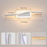 Goeco Lámpara de Pared Acrílica LED Moderna 12W de Luz Cálida 3000K para Dormitorio Sala de Estar Material Aluminio Fabricada en China - details 1