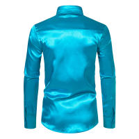 Camisa de vestir de satén de lujo para hombre, esmoquin liso de seda a la moda, informal, para boda, fiesta, graduación y oficina - details 14