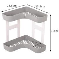 Estante esquinero de doble capa, estante de almacenamiento de cosméticos en forma de L para baño, organizador de cocina, gris - details 1