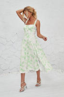 Vestido midi de satén con tirantes finos para mujer, abertura frontal, hueco - details 51