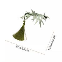 Horquilla con borla de hoja, traje Tang, pinza para el pelo, estilo antiguo, horquilla de estilo antiguo, accesorios para el cabello para niña, tocado de estilo chino verde - details 0