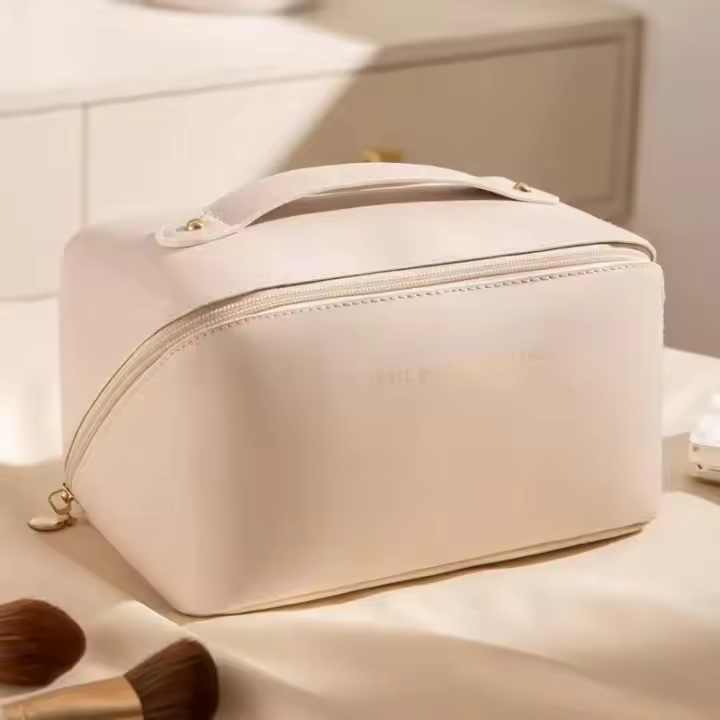 Bolsa de Cosméticos de Concha de Alta Gama Bolsa de Mano Grande para Almacenamiento y Organización de Maquillaje Portátil - 1