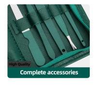 Ouriner Juego de manicura de 9 piezas con estuche de cuero, kits de herramientas profesionales para el cuidado de los pies y la cara, cortaúñas de acero inoxidable, regalo - details 15