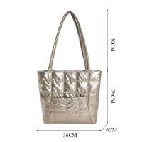 Bolso de mano acolchado de plumas para mujer, bolsa de hombro de gran capacidad, alta calidad, Color sólido, Invierno - details 29