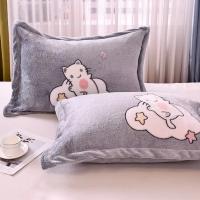 2PC Customizable Flannel  Pillowcase Coral Fleece Winter Thick Warm pillowcase Double Sided Velvet Bedding - details 4
