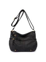 Bolso de Hombro Oblicuo de Cuero Suave Diseño Gráfico Lining de Poliéster Exterior de Denim - details 0