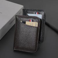Cartera portátil de cuero sintético para hombre, billetera pequeña, suave, Superfina, Mini tarjetero - details 3
