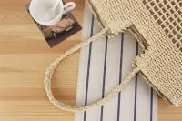 Hierba para mujer, bolso tejido ahuecado de nicho francés, un solo hombro, de mano, gran capacidad, para playa - details 8