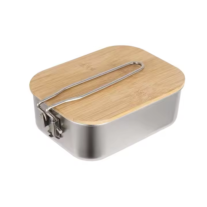 Fiambrera Portátil para Picnic al Aire Libre, juego de Cocina de Acero Inoxidable para Camping, Tajadera de Madera de Bambú - 1