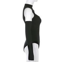 Mono de manga larga con cuello medio alto para mujer, hombros descubiertos, color sólido, moda de alta gama - details 9