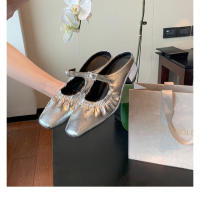 Medias zapatillas francesas sandalias de mujer zapatos Mary Jane de un pedal zapatos Muller de tacón grueso para mujer - details 42